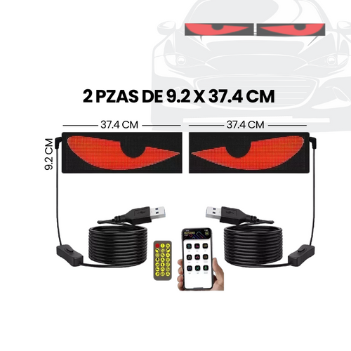 2 pzas Pantalla Ojos Led Auto Chico